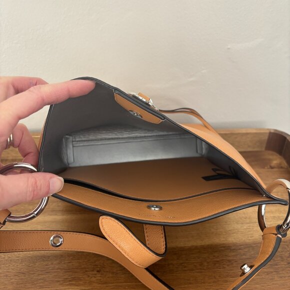 Rebecca Minkoff Megan Feed Tote Caramello Tan Leather Shoulder Bag - Picture 8 of 9